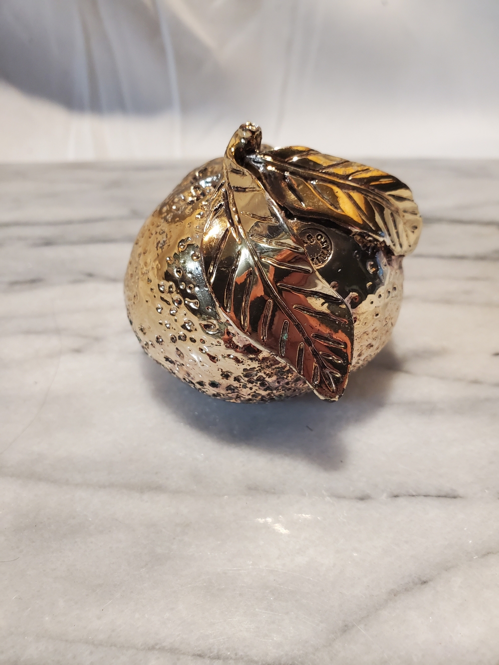 Vintage Italian Silver Laminato Ag Orange Sculpture Figurine Paperweight